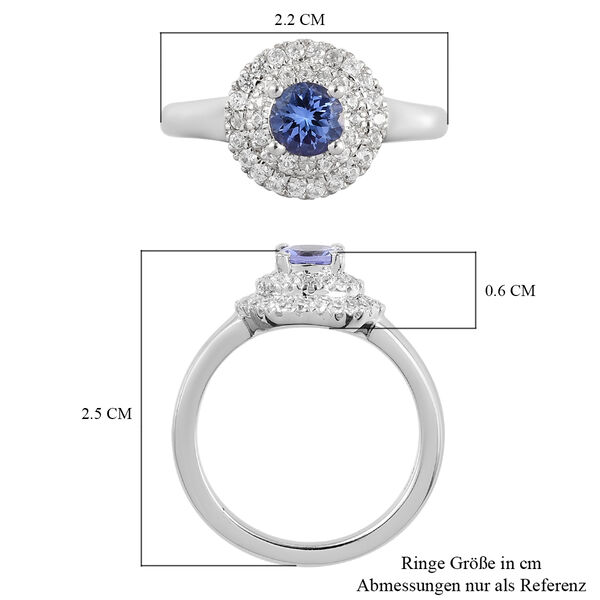 Tansanit und Zirkon-Ring, 925 Silber platiniert  ca. 0,90 ct image number 7