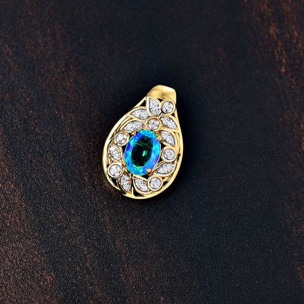 Pfau Quarz Triplett und Zirkon Anh&auml;nger - 1,72 ct. image number 2