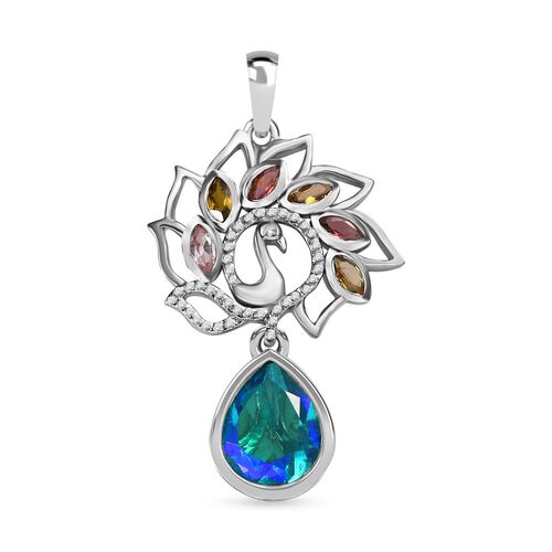 Paraiba Pfau Triplett Quarz, mehrfarbiger Turmalin und Zirkon-Anhänger - 3,01 ct. image number 0