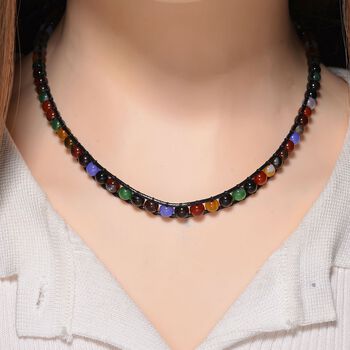 Flexible mehrfarbige Achat Halskette - 80 ct.