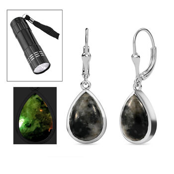 Nat&uuml;rliche Yooperlith-Ohrringe, 925 Silber platiniert ca. 10.21 ct