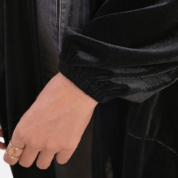 Lange Strickjacke aus Samt, Schwarz image number 4