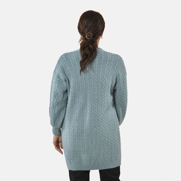 Gestrickter Cardigan mit Zopfmuster, 83x41x53cm, Mint image number 2