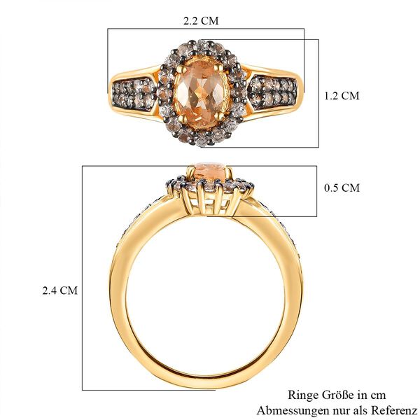 AA Ceylon kaiserlicher Granat und nat&uuml;rlicher Champagner Zirkon-Ring - 1,90 ct. image number 7