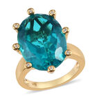Capri Blau Triplet Quarz und Zirkon-Ring, 925 Silber vergoldet  ca. 14,01 ct image number 3