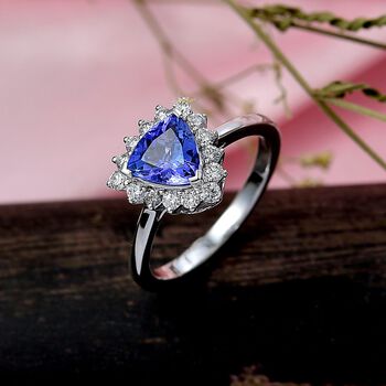 LUXURIANT AAA Tansanit und Labor Diamant Ring in 417 Wei&szlig;gold - 1,53 ct.