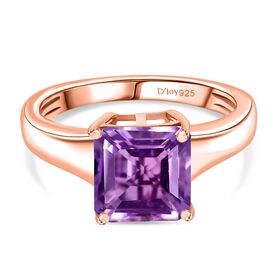 D'Joy ASSCHER-SCHLIFF AAA Rose De France Amethyst Ring 925 Silber 750 rosévergoldet (Größe 18.00) ca. 2.53 ct