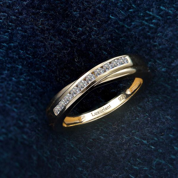 LUXURIANT SI-GH Labor Diamant Ring, 925 Silber 750 Gelbgold Vermeil - 0,25 ct. image number 2