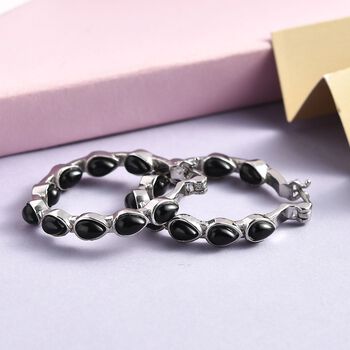 Schwarzer Onyx Ohrringe Edelstahl ca. 9,85 ct.