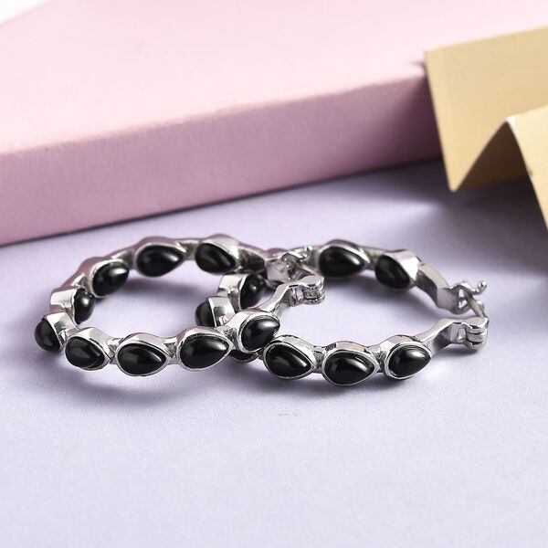 Schwarzer Onyx Ohrringe Edelstahl ca. 9,85 ct. image number 1