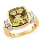 Ouro Verde-Quarz und Zirkon Ring 925 Silber vergoldet (Größe 16.00) image number 3