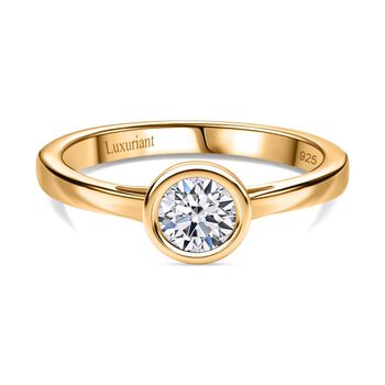 LUXURIANT SGL zertifizierter SI-GH Labor Diamant Ring, 925 Silber 750 Gelbgold Vermeil - 0,50 ct.