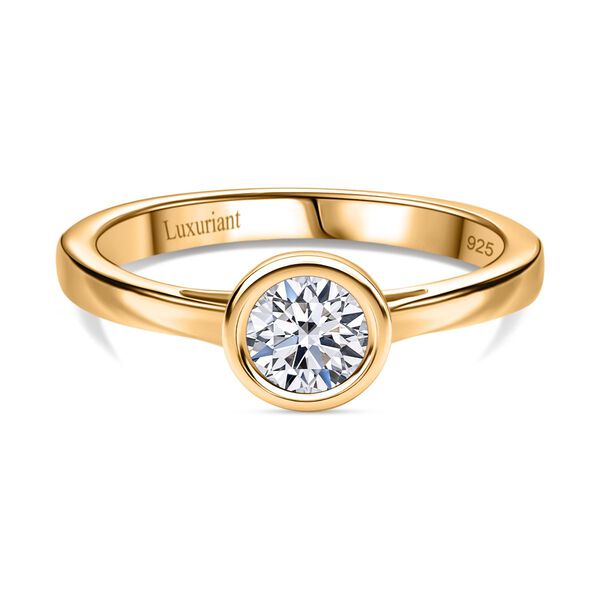 LUXURIANT SGL zertifizierter SI-GH Labor Diamant Ring, 925 Silber 750 Gelbgold Vermeil - 0,50 ct.