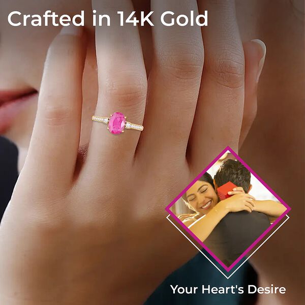 AAA Nat&uuml;rlicher Mosambik-Rubin, Wei&szlig;er Diamant Ring 585 Gold (Gr&ouml;&szlig;e 17.00) ca. 1,60 ct image number 2