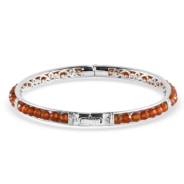 Hessonit Granat-Armreif, 19 cm, Messing platiniert ca. 26,46 ct image number 4