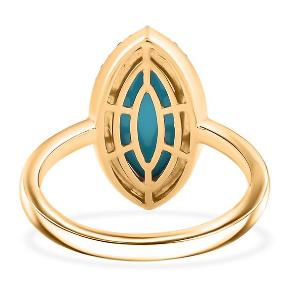 AAA Sleeping Beauty T&uuml;rkis, Wei&szlig;er Diamant Ring 417 Gold (Gr&ouml;&szlig;e 17.00) ca. 3.55 ct image number 4