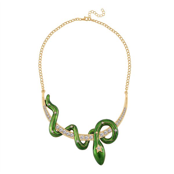 Gold emaillierte wei&szlig;e Kristall-Halskette, 50 cm image number 2