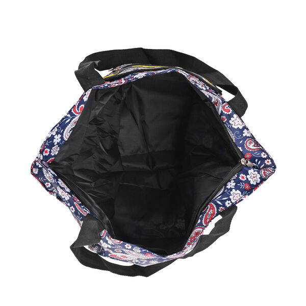 Faltbare Einkaufstasche aus wasserabweisendem Polyester, Paisley-Design, 40x43 cm, Tragegriffe 22 cm, Rot image number 8