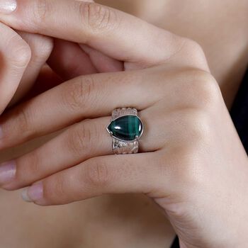 Malachit Ring, Silberton, (Gr&ouml;&szlig;e 19.00) ca. 6.73 ct