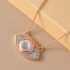 Natürliche, äthiopische Opal und Zirkon böse Auge Halskette in Silber image number 3