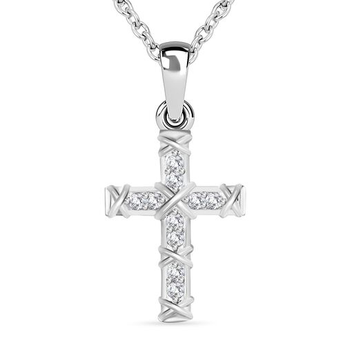 Weißer kubischer Zirkonia-Anhänger mit 50cm Kette - 0,28 ct. image number 0