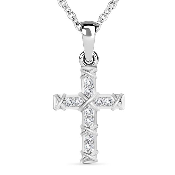 Weißer kubischer Zirkonia-Anhänger mit 50cm Kette - 0,28 ct. image number 0