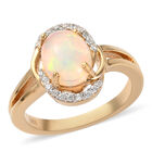 Natürlicher, äthiopischer Opal und Zirkon-Ring, 925 Silber vergoldet  ca. 1,33 ct image number 3