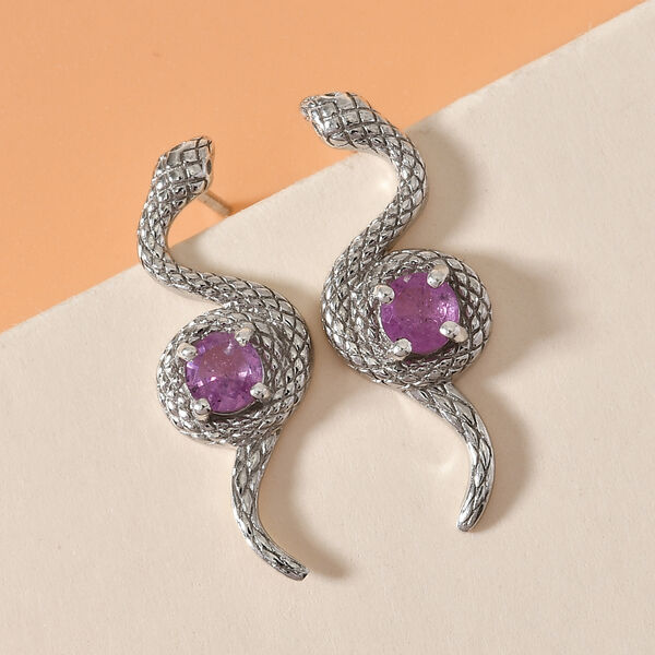 Fissure gefüllt rosa Saphir Ohrhänger 925 Silber platiniert ca. 1,20 ct  image number 2