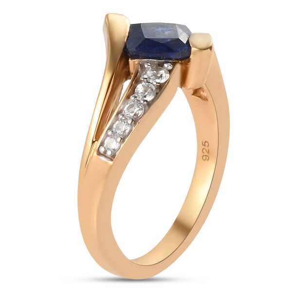 Masoala Saphir und Zirkon Ring 925 Silber vergoldet ca. 1,77 ct image number 6