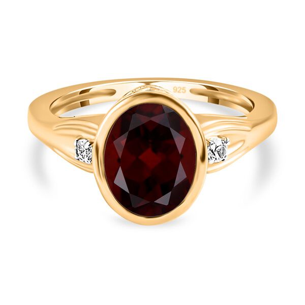 Nat&uuml;rlicher Mosambik Granat und wei&szlig;er Zirkon-Ring - 3,11 ct.