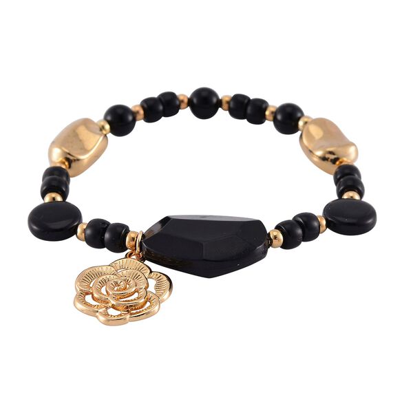 6er Set - J Francis gefertigt aus Harz: 5 Armbänder und Zebra-Muster Uhr, vergoldet image number 10