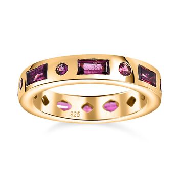 Nat&uuml;rlicher Rhodolith Granat Ring, 925 Silber Gelbgold Vermeil, (Gr&ouml;&szlig;e 19.00) ca. 2.42 ct