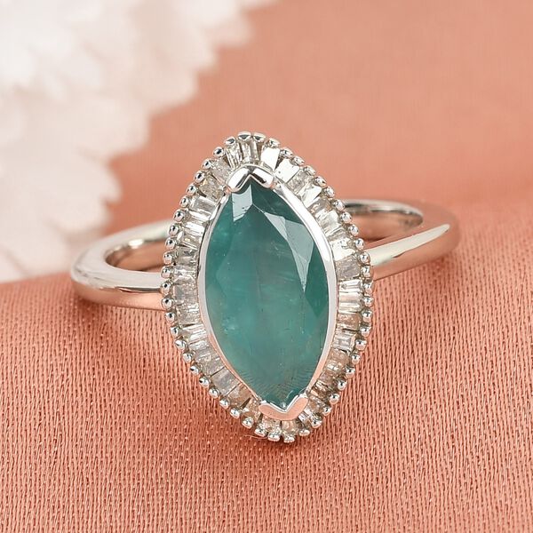 Grandidierit und Diamant Halo Ring 925 Silber Platin-Überzug image number 2