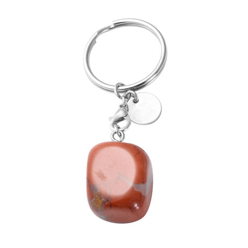 Roter Licht Jaspis Schlüsselanhänger silberfarben ca. 57.50 ct image number 0