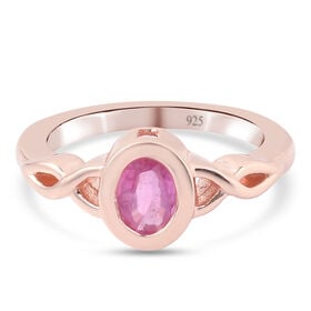 Premium Ilakaka Rosa Saphir Solitär-Ring, 925 Silber rosévergoldet, 1,09 ct.