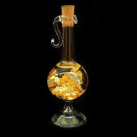 Art Deco Glasgefäß Kleine Phönizische Vase, handgemacht, gefüllt mit Italienischer 916er Blattgold veredelt