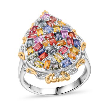 Mehrfarbiger Saphir und Zirkon Ring - 3,86 ct.