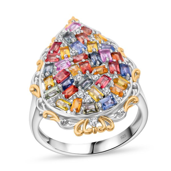 Mehrfarbiger Saphir und Zirkon Ring - 3,86 ct. image number 3