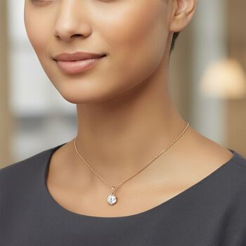 D'Joy Moissanit Anh&auml;nger mit 50cm Kette, 925 Silber 750 Ros&eacute;gold Vermeil - 1,30 ct.