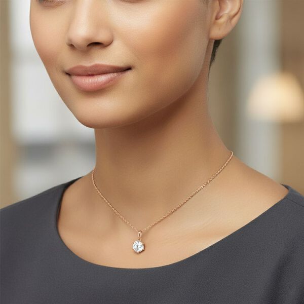 D'Joy Moissanit Anh&auml;nger mit 50cm Kette, 925 Silber 750 Ros&eacute;gold Vermeil - 1,30 ct. image number 2