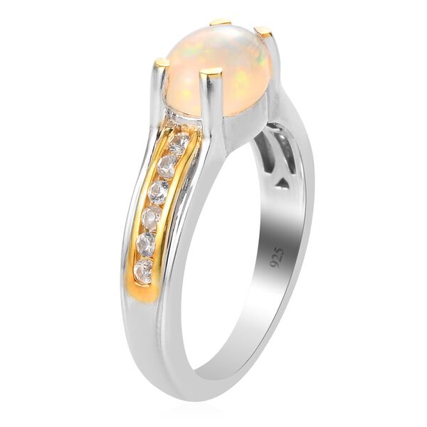 Nat&uuml;rlicher &Auml;thiopischer Opal und Zirkon Ring 925 Silber zweifarbige &Uuml;berzug image number 4