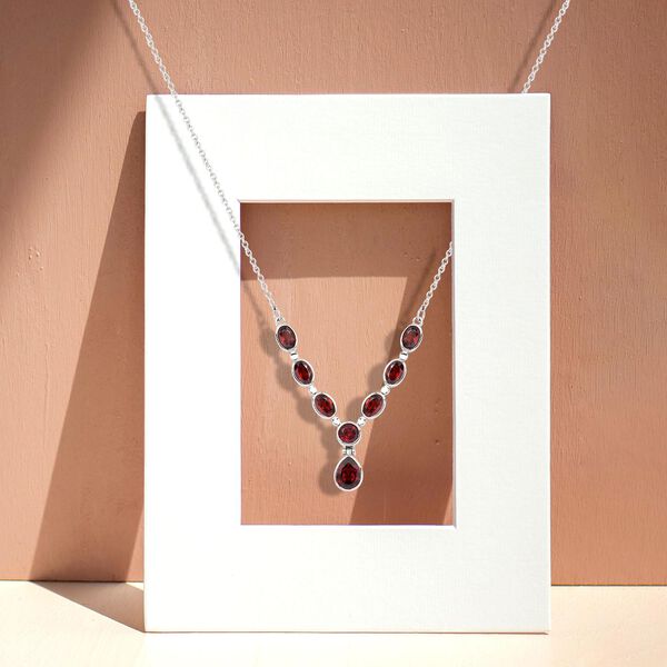 Rote Granat Halskette, ca. 45 cm, Edelstahl ca. 5,42 ct image number 2