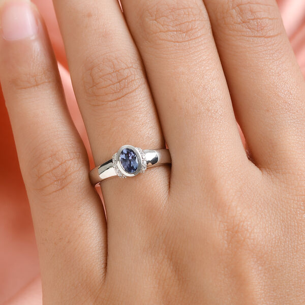 Tansanit und Zirkon Ring 925 Silber platiniert  ca. 0,51 ct image number 3