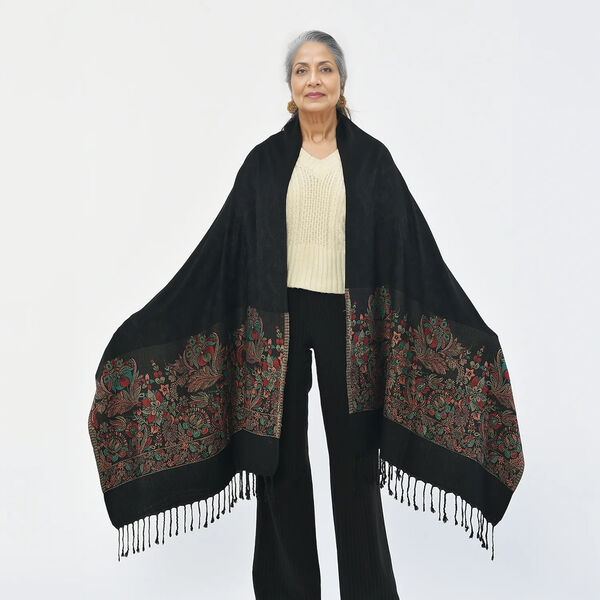 Jamawar Schal aus Viskose, schwarz image number 2