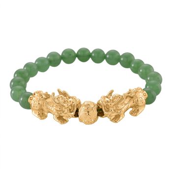 2er Set - Gr&uuml;ner Aventurin Halskette und Armband Legierung  gelb vergoldet ca. 430.00 ct image number 6