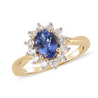 Tansanit und Zirkon Halo Ring 925 Silber Gelbgold Vermeil image number 3
