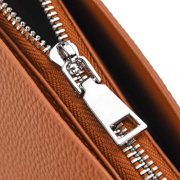 Echtleder Crossbody Tasche, mehrere Fächer, Reißverschluss vorne, 31 x 12.5 x 29 cm, Braun image number 7