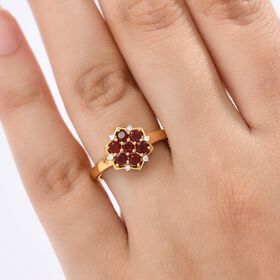 D'Joy AA mexikanischer Kirschfeuer-Opal und Moissanit Ring - 0,48 ct.