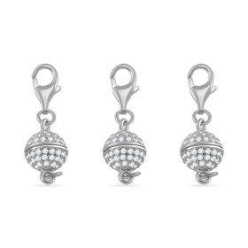 TOUCH und LOCK 3er-Set- Zirkonia Magnetverschluss in rhodiniertem Silber