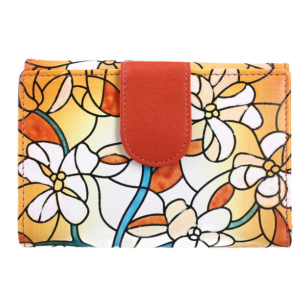 SUKRITI - Geldb&ouml;rse aus Echtleder mit Blumenmuster, Gelb image number 4